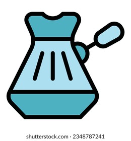 Pouring coffee pot icon outline vector. Cezve cup. Machine espresso color flat