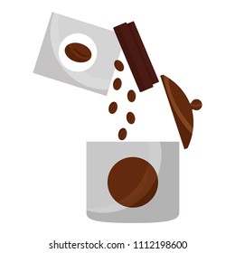 pouring coffee seeds in container product