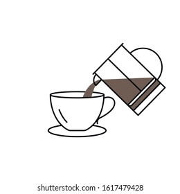 Pouring coffee vector icon outline style