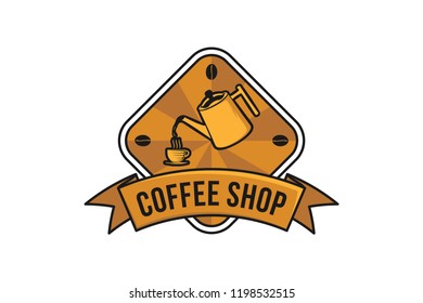 Pouring coffee, Vintage coffee shop Logo Designs Inspiration Isolated on White Background