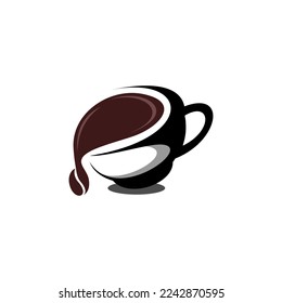 pouring cup of coffee logo design emblem