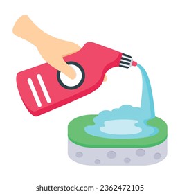 Pouring detergent flat icon is up for premium use 