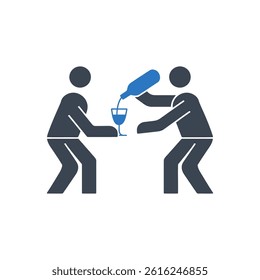 Pouring Drink Between Two People Icon On White Background