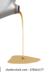 Pouring Engine Oil From Its Plastic Container