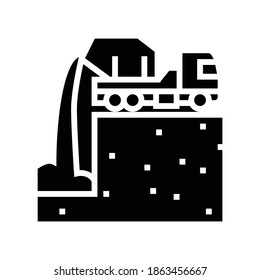 vectores de icono de glifo de cimiento. rociando la señal de la fundación. símbolo de contorno aislado ilustración negra