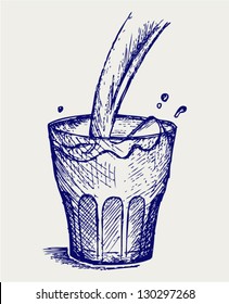 Pouring a glass of milk. Doodle style