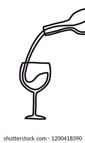 Pouring a glass of wine. Hand-drawn vector illustration. Tattoo sketch. Print for t-shirt and bags. Logo. Doodle.