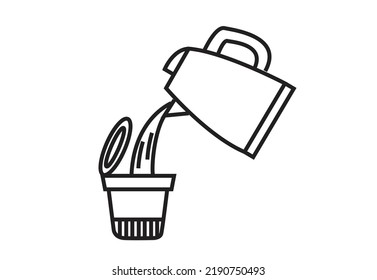 Pouring hot liquid using a Water Boiler. Editable Clip Art.