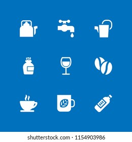 pouring icon. 9 pouring set with tap, tea, syrup and watering can vector icons for web and mobile app