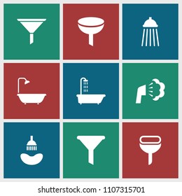 Pouring icon. collection of 9 pouring filled icons such as shower. editable pouring icons for web and mobile.