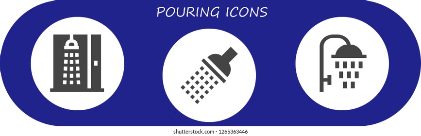  pouring icon set. 3 filled pouring icons. Simple modern icons about  - Shower