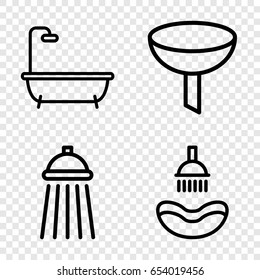 Pouring icons set. set of 4 pouring outline icons such as shower