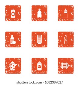 Pouring icons set. Grunge set of 9 pouring vector icons for web isolated on white background