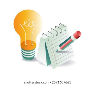 Pouring ideas into a notebook