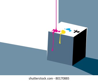 pouring ink onto a cube - minimalistic design
