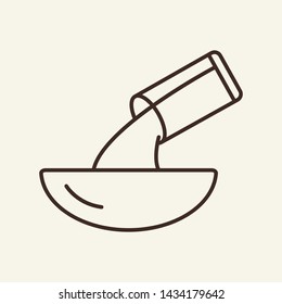 Pouring into bowl line icon. Glass, liquid, pan. Cooking concept. Vector illustration can be used for topics like bakery, cookery, chef, recipe