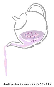 Verter el té de lavanda del Vector de la olla