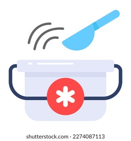 Pouring medicine in water for steaming, editable vector