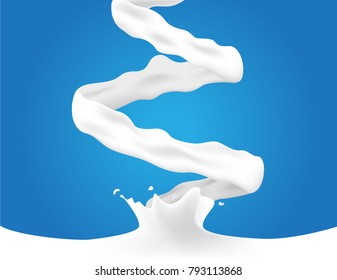 pouring milk and cream vector / milk splash