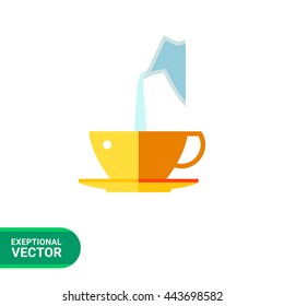 Pouring milk into coffee flat icon