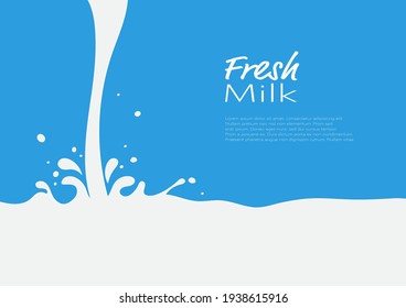 Pouring milk with splash abstract background vector illustration