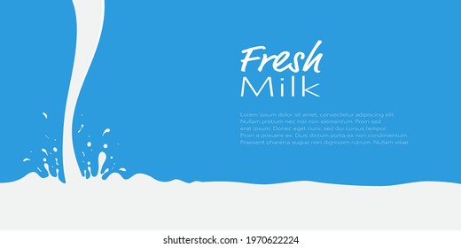 Pouring milk with splash abstract background vector illustration