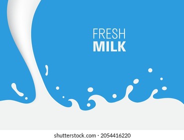 Pouring milk with splash abstract background vector illustration