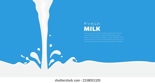 Pouring milk with splash abstract background vector illustration