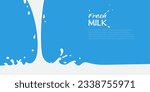 Pouring milk with splash background vector illustration