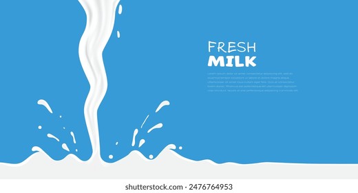 Pouring milk with splash  background vector illustration