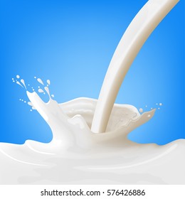 salpicar leche con fondo azul 