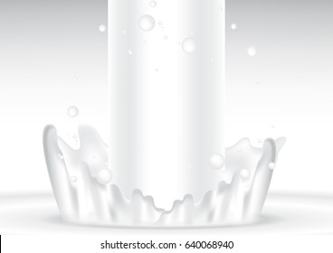 Pouring milk splash on white background