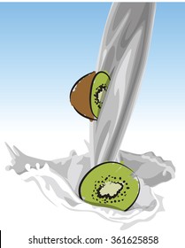 pouring milk-kiwi illustration