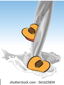 pouring milk-peach illustration