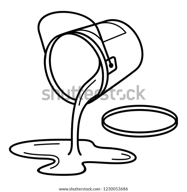 Pouring Paint Bucket Vector Flat Outline Stock Vector Royalty