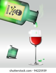 Pouring poison into the wine. Vector file.