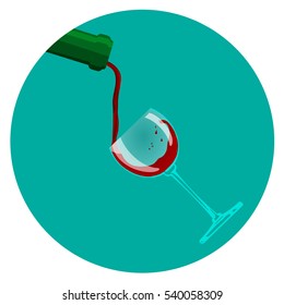 pouring red wine from a bottle into a glass