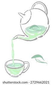Verter el té de salvia en el Vector de la taza