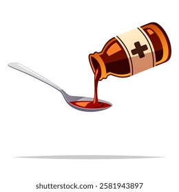 Pouring syrup medicine vector isolated illustration