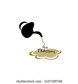 Pouring tea editable illustration and/ or logo.