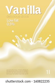 Pouring Vanilla Milk Splash, Milk Wave Splash Vanilla Background