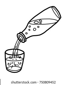 pouring water / cartoon vector and illustration, black and white, hand drawn, sketch style, isolated on white background.
