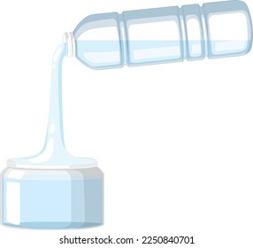 Pouring water from plastic bottle to a bowl illustration