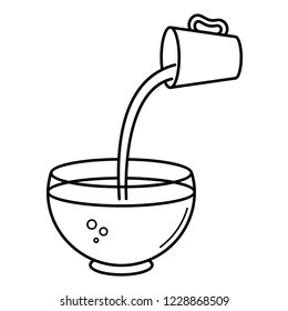 Pouring water. Vector flat outline icon illustration isolated on white background.
