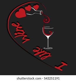 Pouring wine concept. Wine bottle serving a glass silhouettes on dark background.