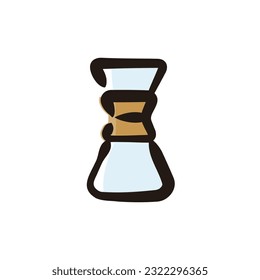 Pour-Over Coffee Maker - Coffee icon (Hand-drawn line, colored version)