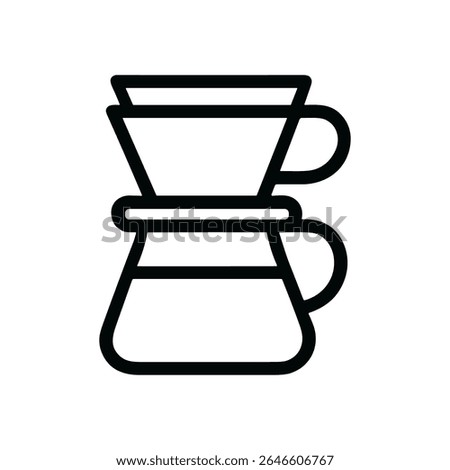 Pourover coffee setup simple black outline. Icon Symbol Illustration