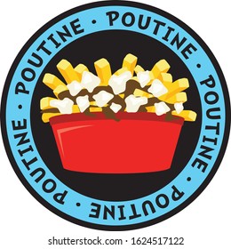 Poutine canadian dish made of fries potatoes gravy and cheese vector illustration