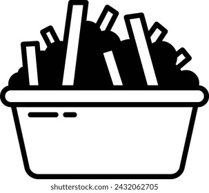 Poutine food glyph and line vector illustration
