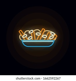 Poutine, food neon icon. Simple thin line, outline vector of web icons for ui and ux, website or mobile application